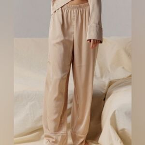 Nap Loungewear Wide Leg Satin, Pinstripe Luxurious Pajama Pant XXL